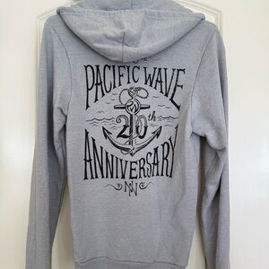 Gray Zip-Up Santa Cruz Pacific Wave Hoodie